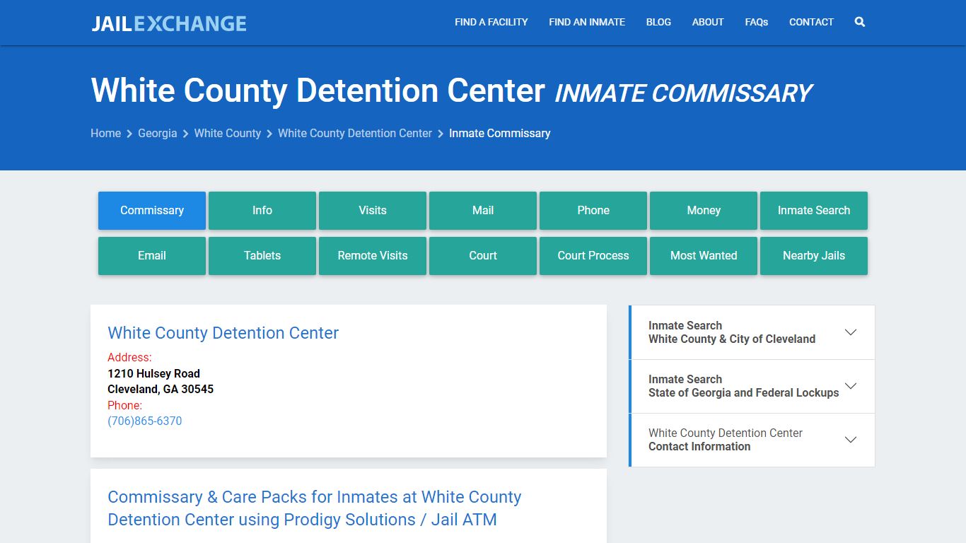 White County Detention Center Inmate Commissary - Jail Exchange