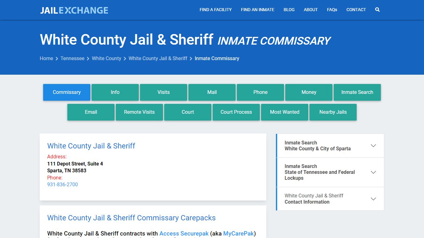 White County Jail & Sheriff Inmate Commissary - Jail Exchange