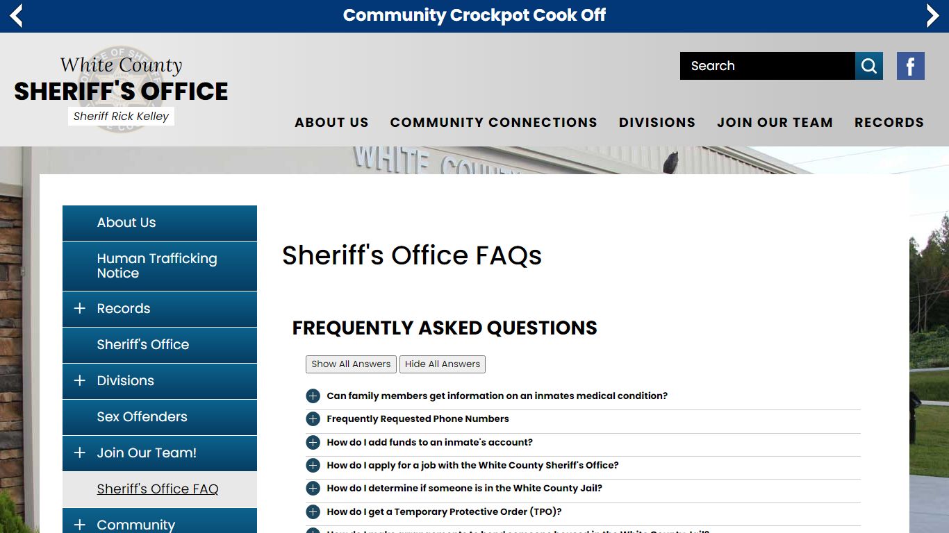 Sheriff's Office FAQs | White County Georgia